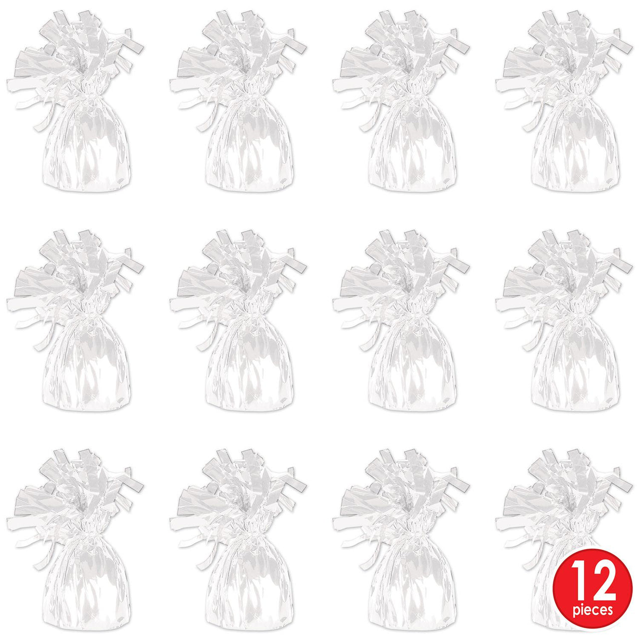 Bulk Metallic Wrapped Balloon Weight white (Case of 12) by Beistle