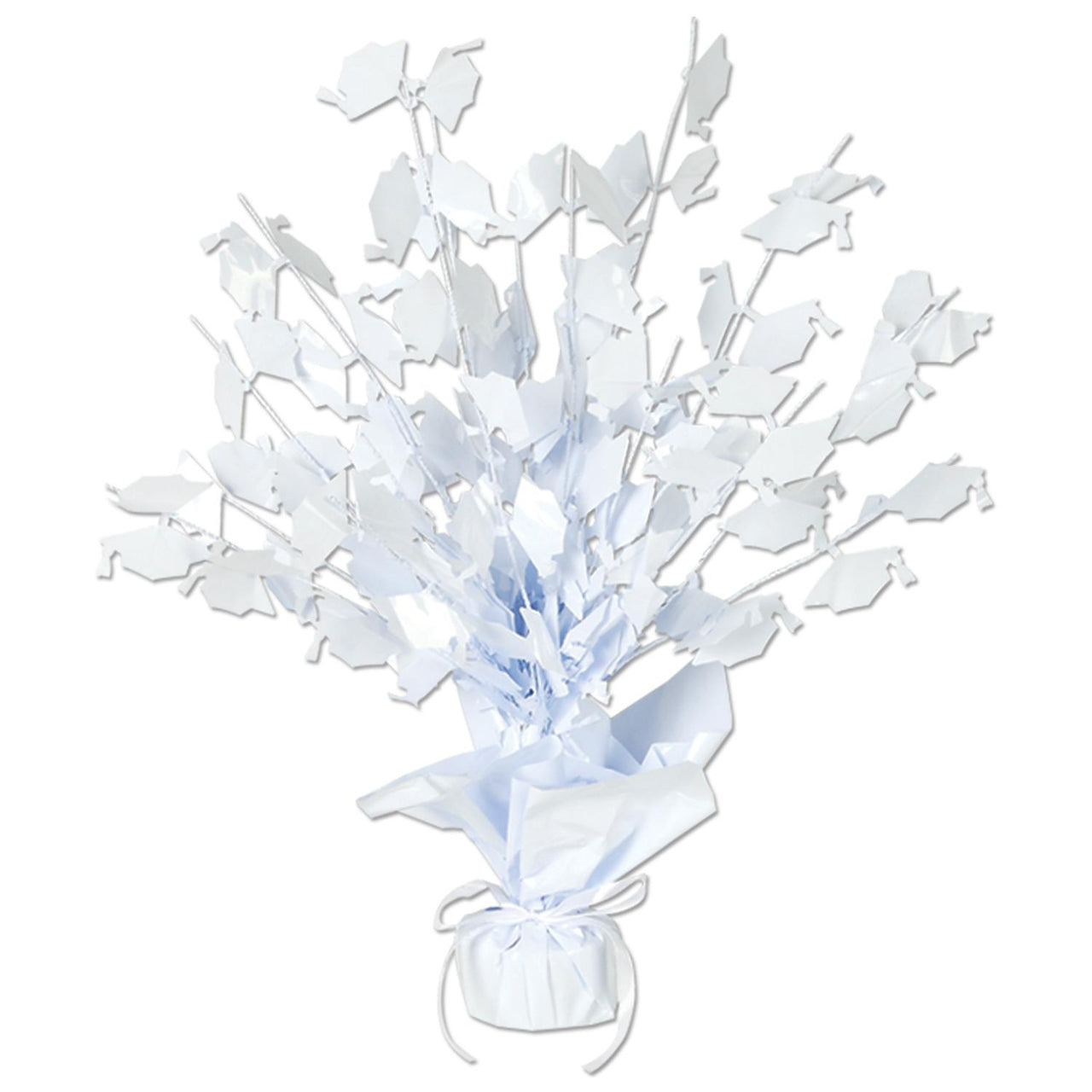 Graduate Cap Graduation Party Gleam 'N Burst Centerpiece - white
