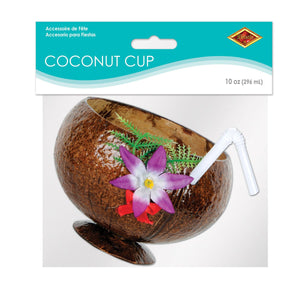 Bulk Coconut Cup includes flower & straw (Case of 12) by Beistle