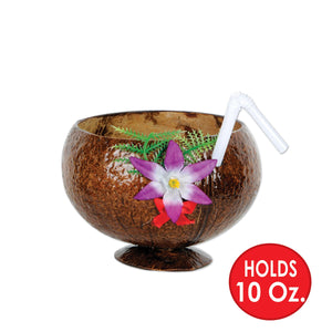 Bulk Coconut Cup includes flower & straw (Case of 12) by Beistle