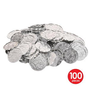 Bulk Pirate Party Plastic Coins silver (Case of 1200) by Beistle