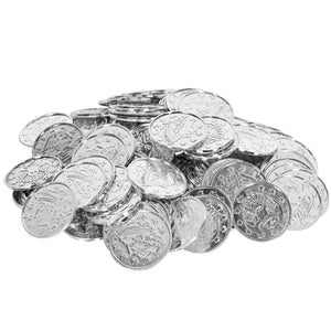 Beistle Plastic Party Coins - silver (100/Pkg)