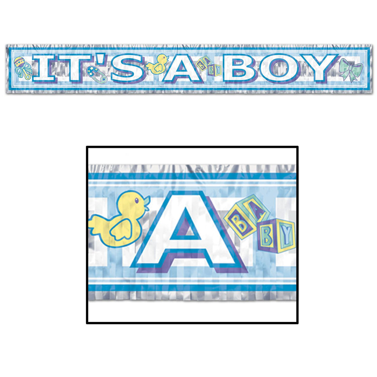 Beistle Metallic It's A Boy Fringe Banner