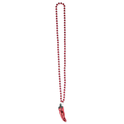 Beistle Fiesta Bead Necklaces with Chili Pepper Medallion