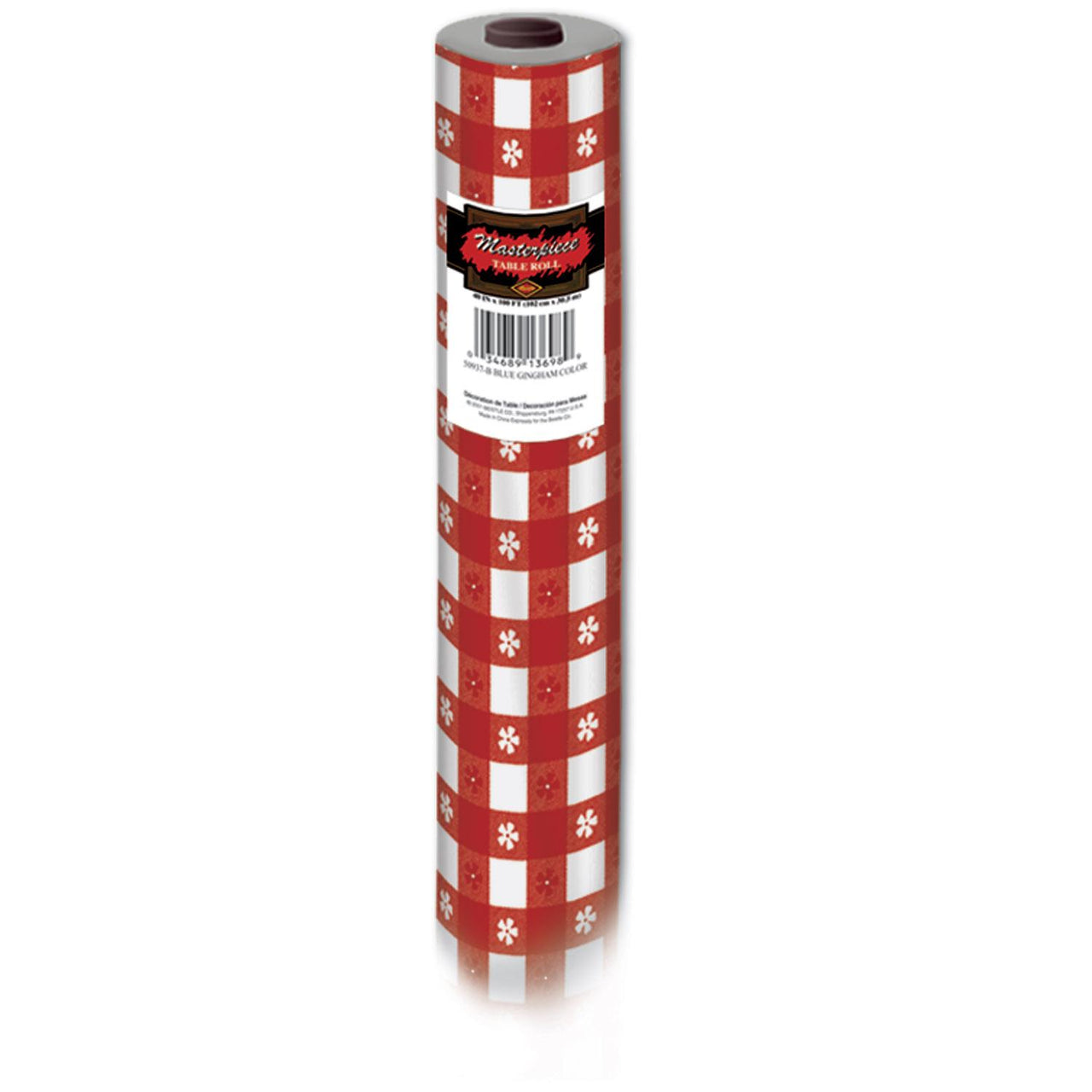 Beistle Gingham Party Table Roll - red - plastic
