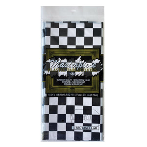 Plastic Checkered Rectangular Tablecover - black & white