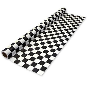 Bulk Black & White Plastic Checkered Table Roll by Beistle