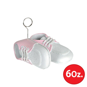 Baby Shoes Photo/Balloon Holder, white with pink upper 