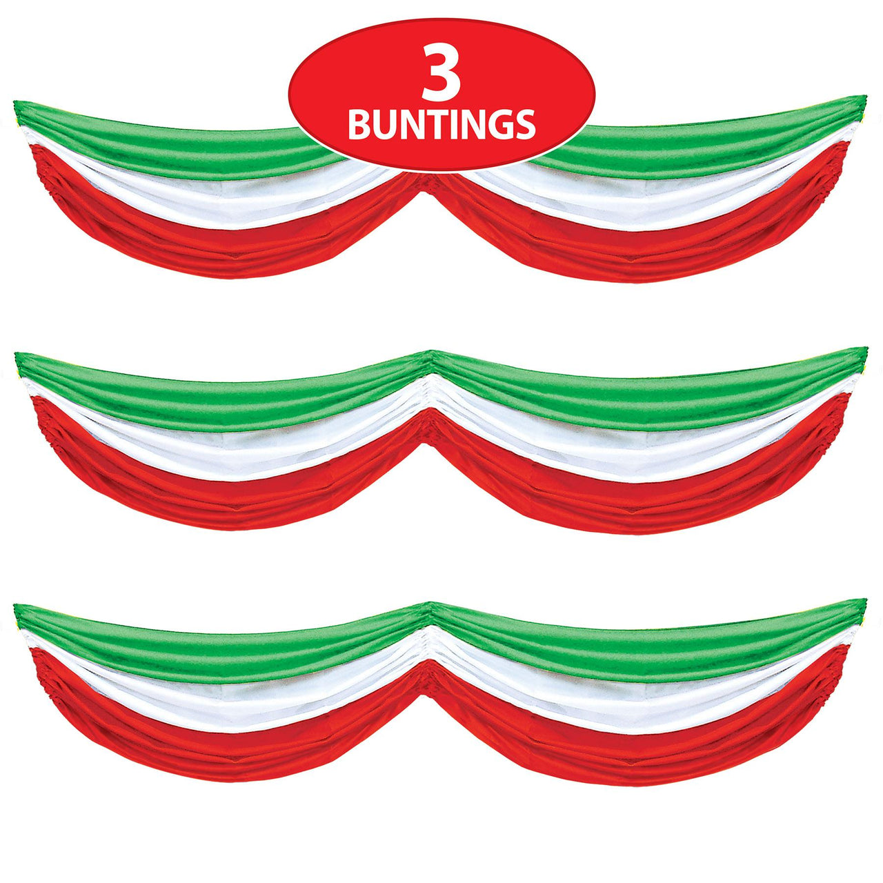 Red, White & Green Fabric Bunting 