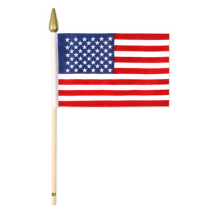 American Flag - Fabric - with 10.5 spear-tipped wooden stick