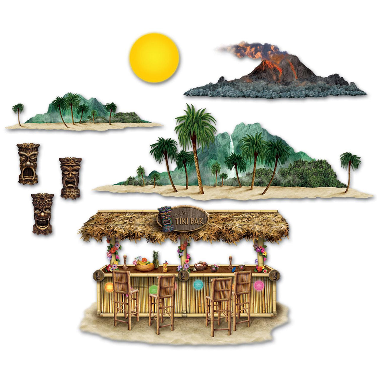 Beistle Luau Party Tiki Bar & Island Props (8/Pkg)
