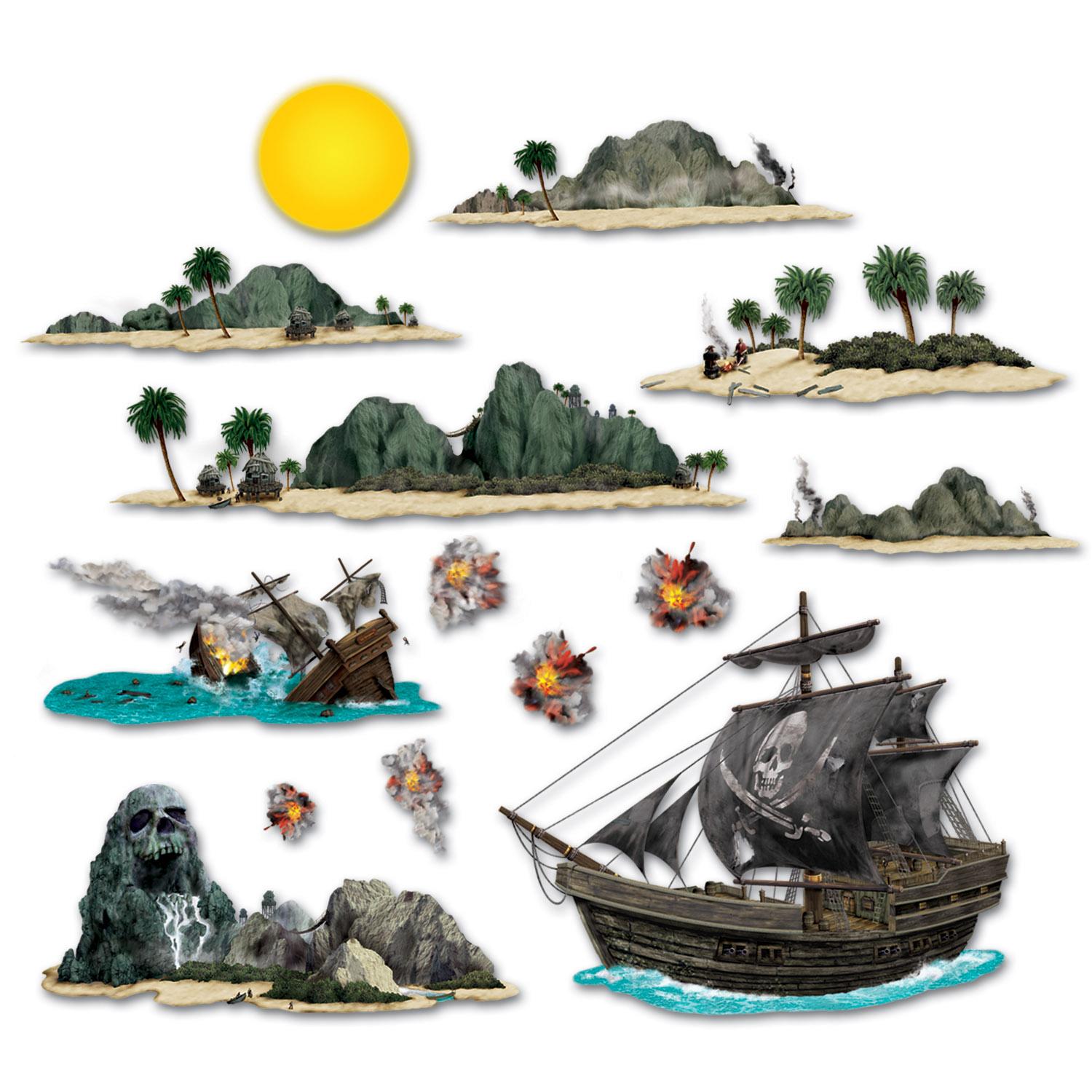 Beistle Pirate Ship & Island Wall Add-Ons
