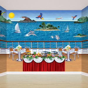 Nautical Party Supplies - Cruise Ship Deck Backdrop