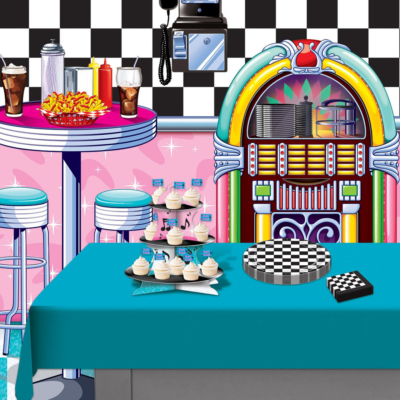 Chckered Backdrop Checkered Party Backdrop 4' x 30' | Beistle – Bulk Party Supplies
