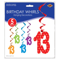  13 Whirls, party supplies, decorations, The Beistle Company, Birthday-AgeSpecific, Bulk, Birthday Party Supplies, Birthday Party Decorations, Birthday Party Danglers