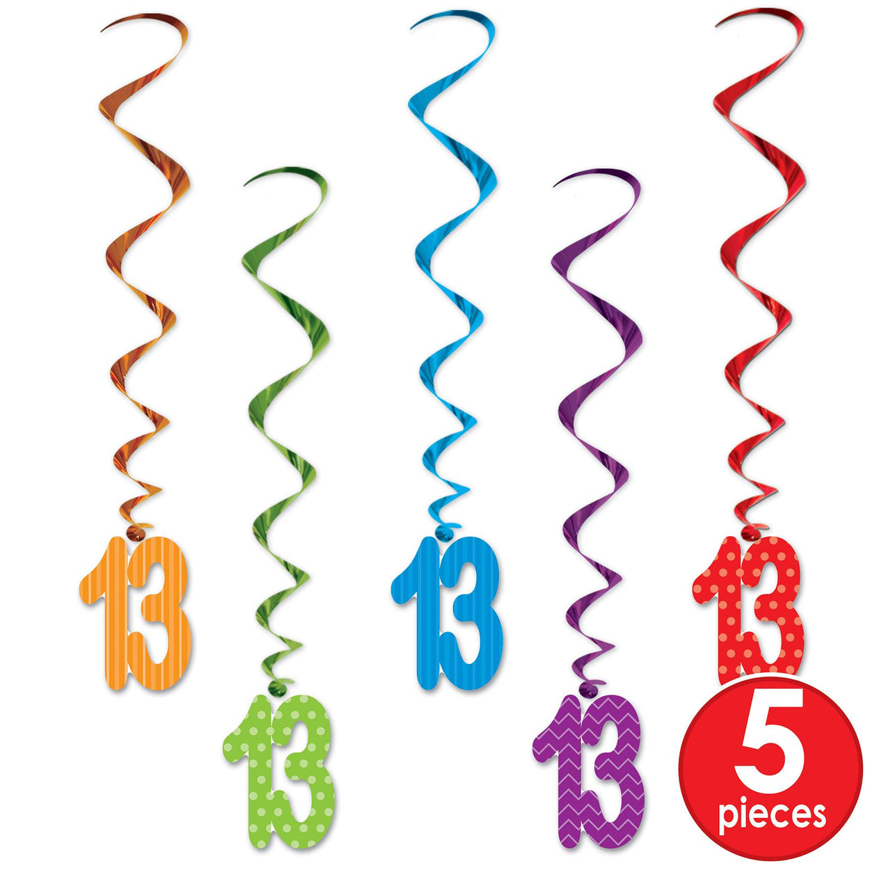  13 Whirls, party supplies, decorations, The Beistle Company, Birthday-AgeSpecific, Bulk, Birthday Party Supplies, Birthday Party Decorations, Birthday Party Danglers