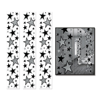 Beistle Star Party Panels Black and Silver (3/Pkg)