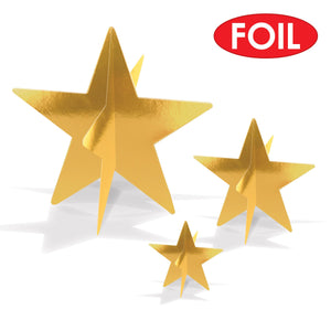 Bulk 3-D Gold Foil Star Centerpieces (Case of 36) by Beistle