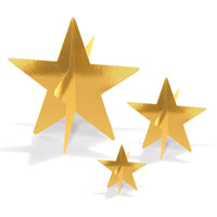 Beistle 3-D Foil Star Party Centerpieces Gold (3/Pkg)