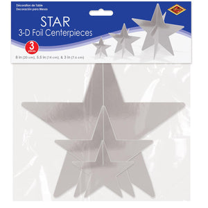 Bulk 3-D Silver Foil Star Centerpieces (Case of 36) by Beistle