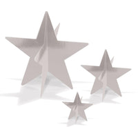 Beistle 3-D Foil Star Party Centerpieces Silver (3/Pkg)