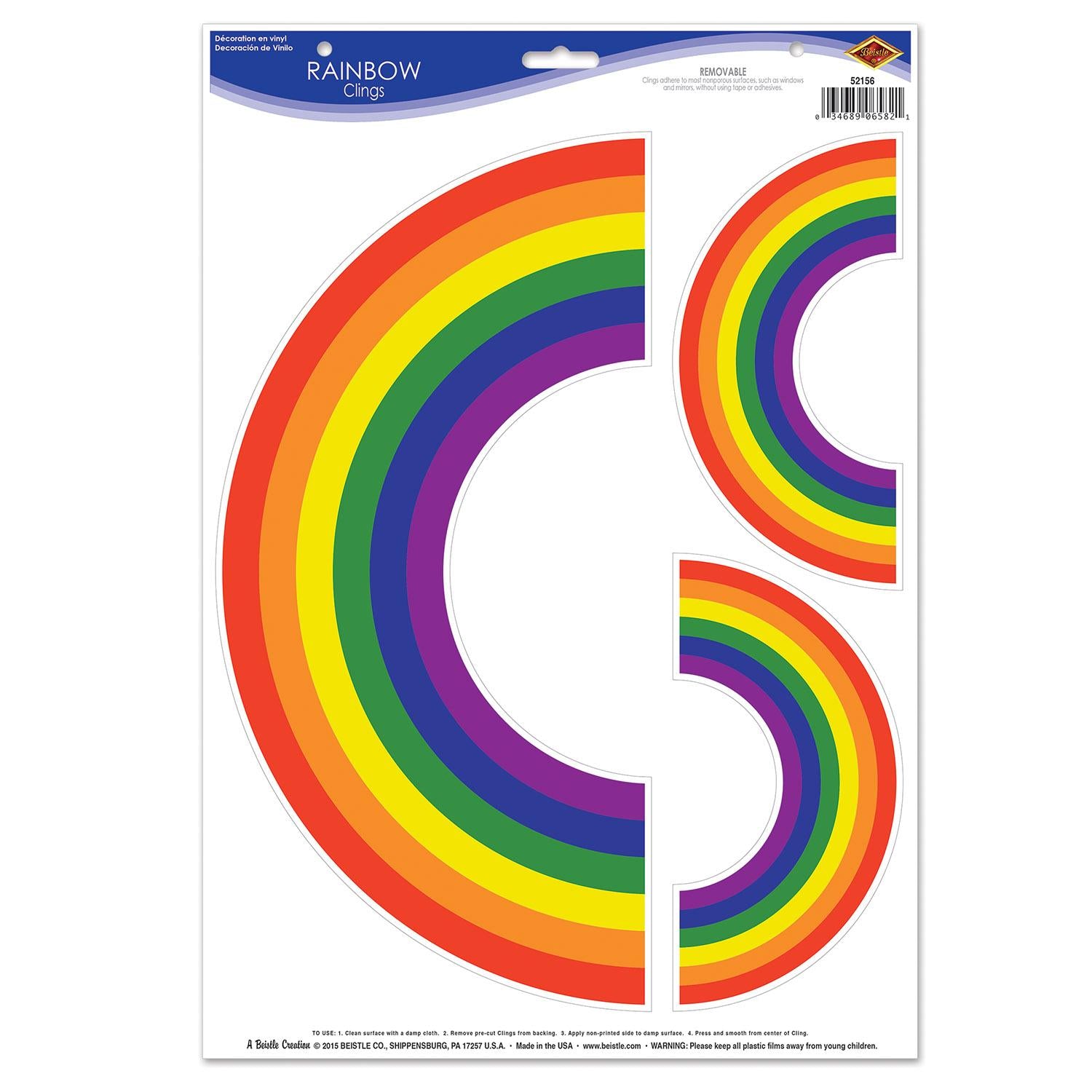 Beistle Rainbow Party Clings (3/Sheet)