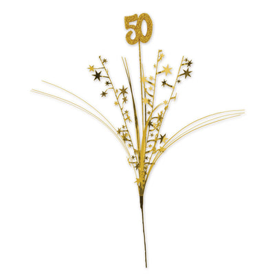 Glittered 50th Anniversary  Metallic Star Spray - gold
