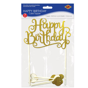 Bulk Glittered Happy Birthday Cake Topper (Case of 12) by Beistle