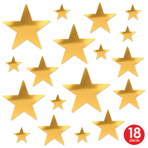 Pkgd Foil Star Cutouts Gold, party supplies, decorations, The Beistle Company, General Occasion, Bulk, General Party Decorations, Foil Stars Decoration