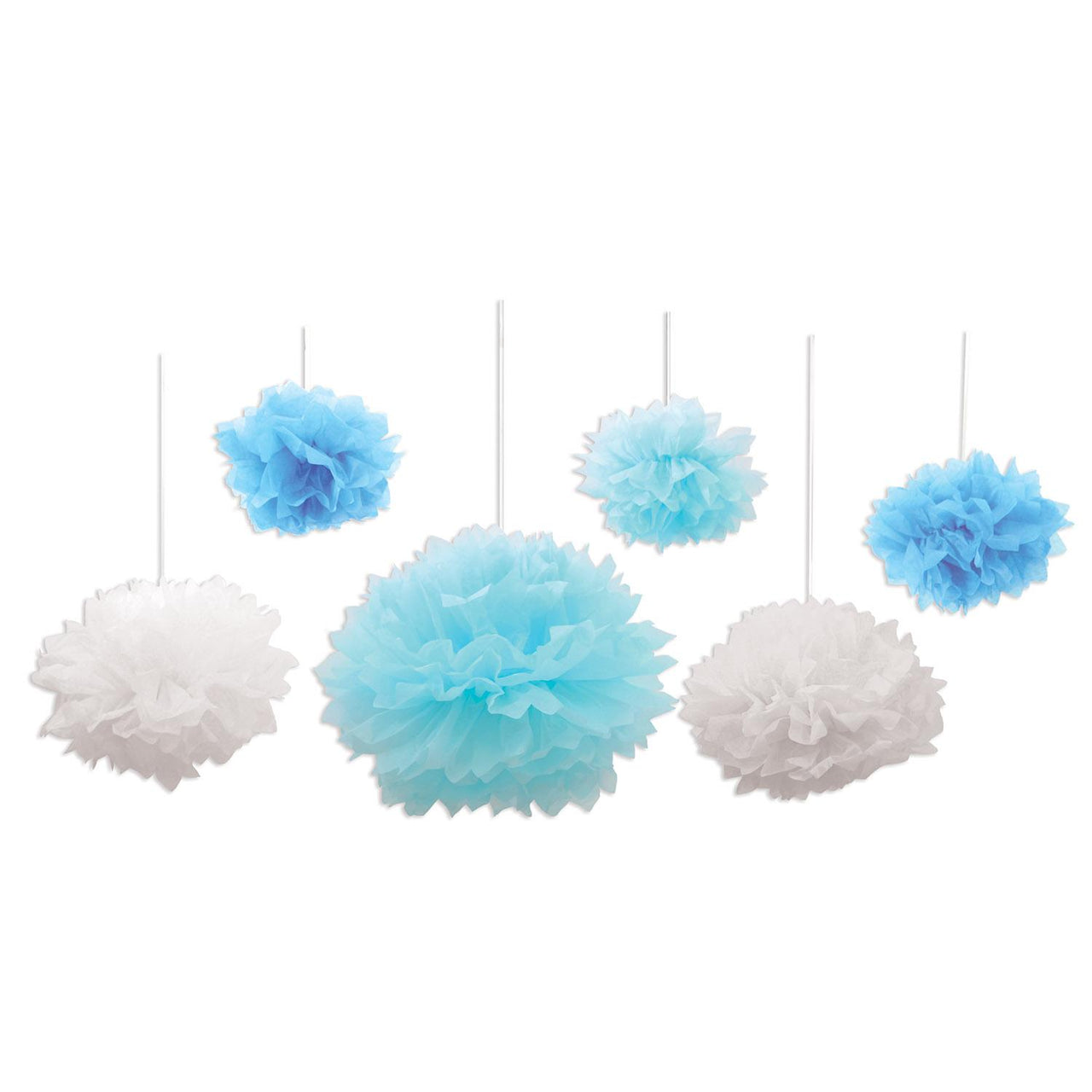 Beistle Tissue Fluff Balls - blue & white (6/Pkg)