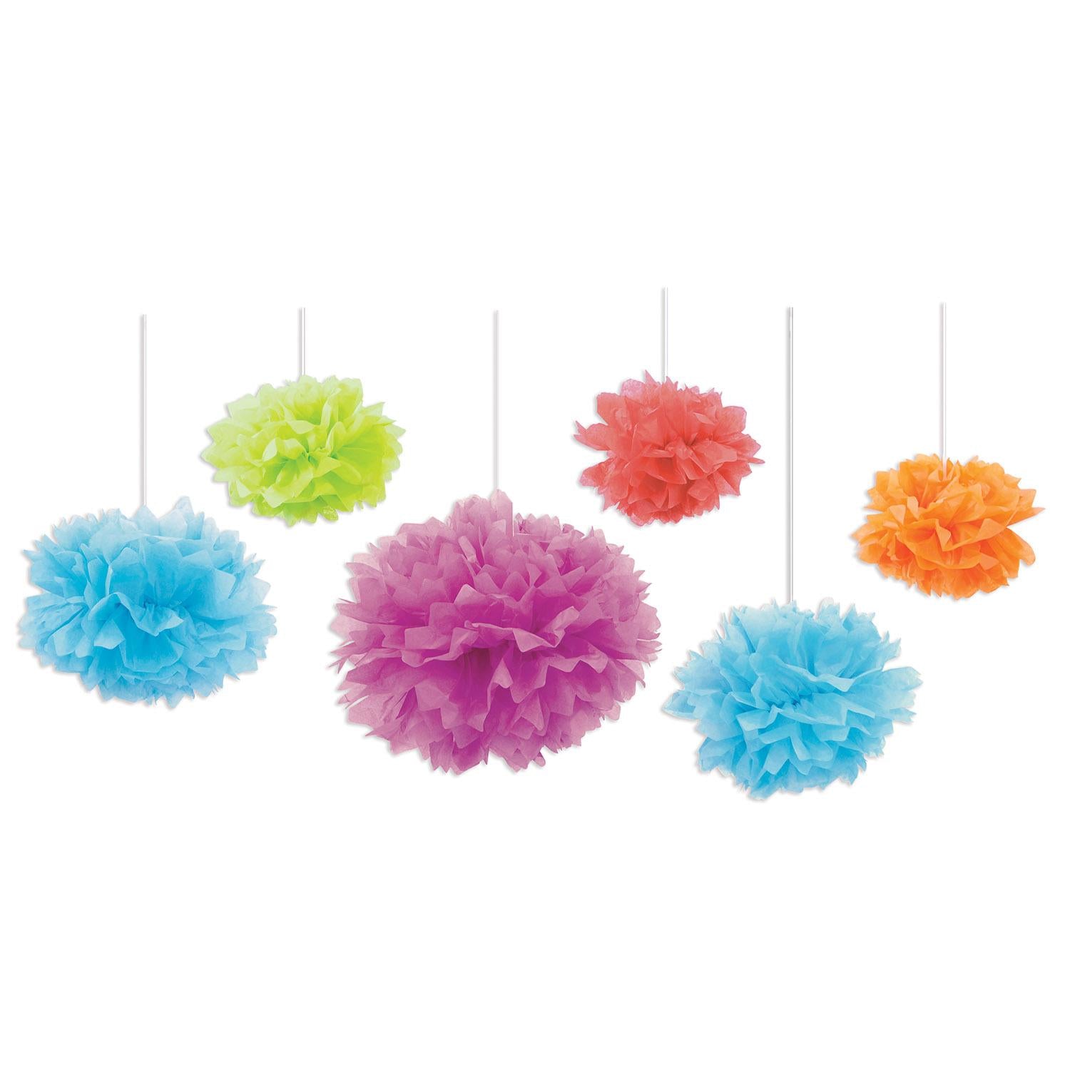 Beistle Tissue Fluff Balls - Assorted colors (6/Pkg)