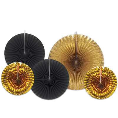 New Year's Eve Paper & Foil Decorative Fans (5/Pkg)