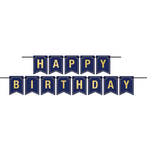 Beistle Foil Happy Birthday Party Streamer (Navy)