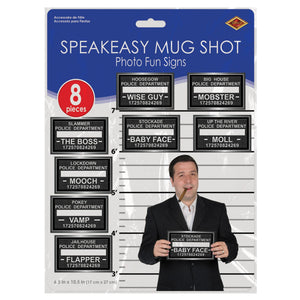 Beistle Speakeasy Mug Shot Photo Fun Signs (12 packs) - Roaring 20's Party Theme