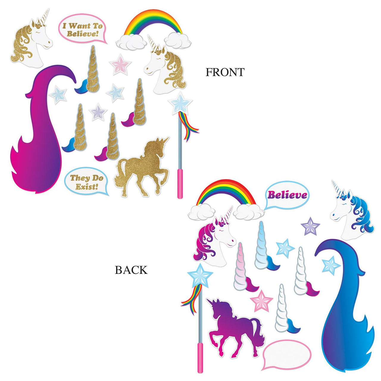 Beistle Unicorn Glittered Party Photo Fun Signs (16/Pkg)
