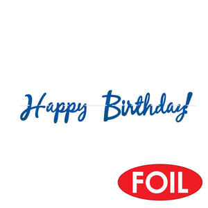Beistle Foil Happy Birthday Streamer Blue