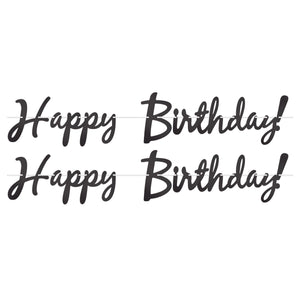 Beistle Foil Happy Birthday Streamer Black