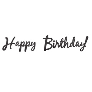 Beistle Foil Happy Birthday Party Streamer Black