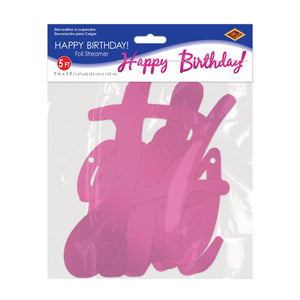 Beistle Foil Happy Birthday Streamer Cerise