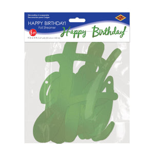 Beistle Foil Happy Birthday Streamer Green