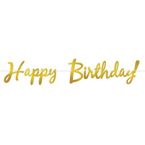 Beistle Foil Happy Birthday Party Streamer - gold