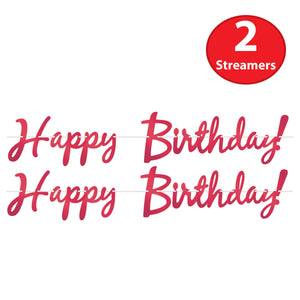 Beistle Foil Happy Birthday Streamer Red