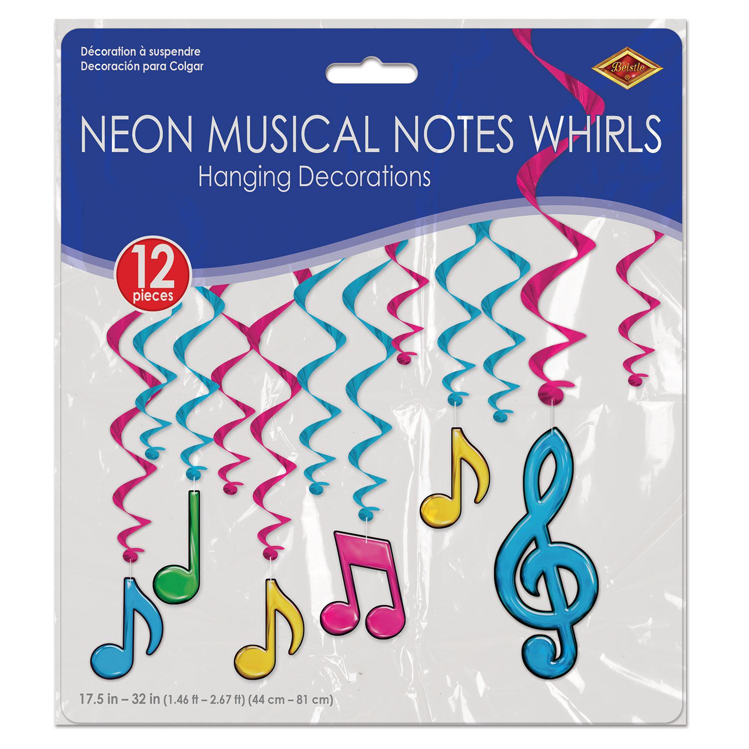 Beistle Neon Musical Notes Party Whirls (12/Pkg)
