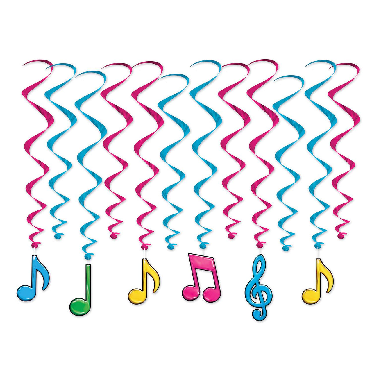Beistle Neon Musical Notes Party Whirls (12/Pkg)