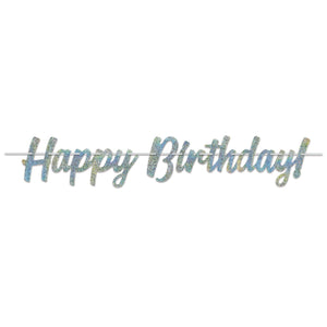 Silver Beistle Happy Birthday Party Streamer