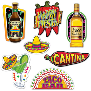 Fiesta Cutouts - prtd 2 sides with different colors (7/Pkg)