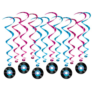 Beistle Rock & Roll Record Party Whirls (12/Pkg)