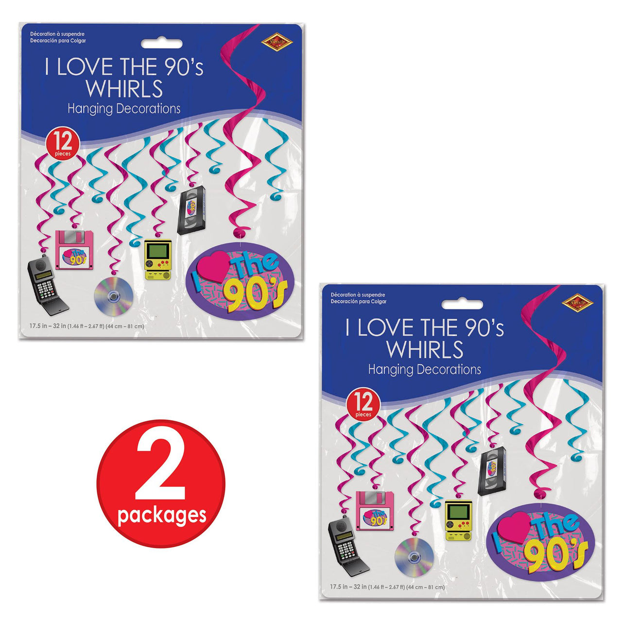 Bulk I Love The 90's Whirls (Case of 72) by Beistle