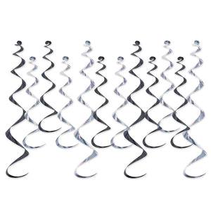 Metallic Party Whirls Assorted black & silver (12/Pkg)