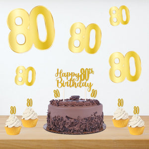Happy  80th  Birthday Cake Topper (Pack of 12)